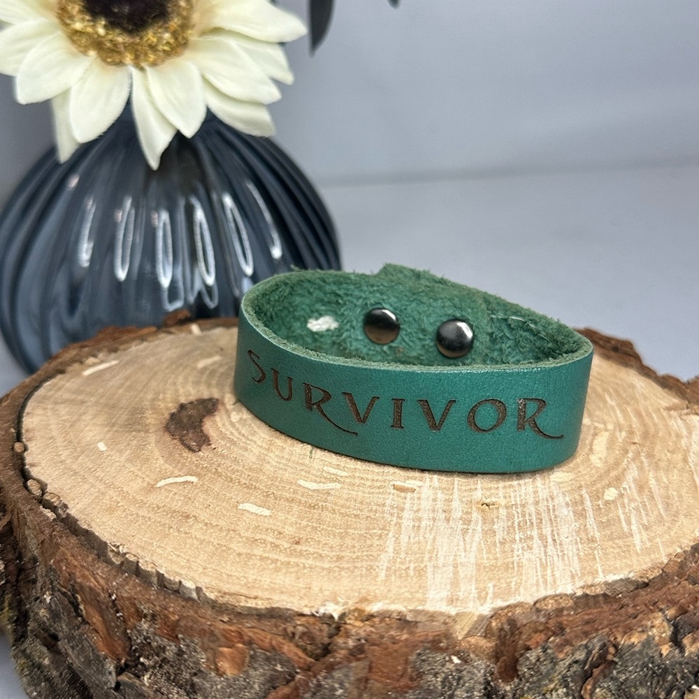 Dillon Rogers Green 'Survivor' Leather Bracelet